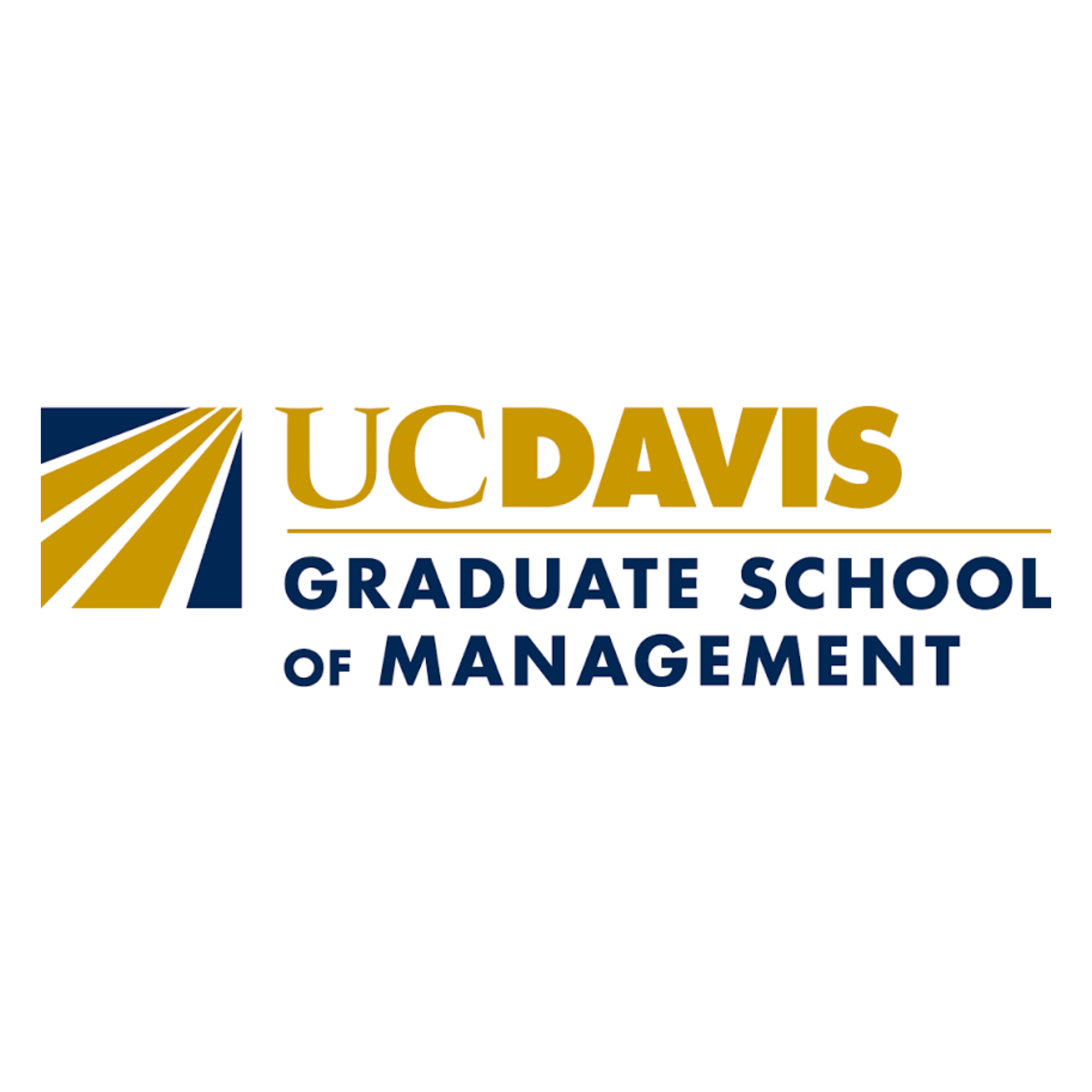 UC Davis Graduate School of Management logo — gold and blue emblem with text
