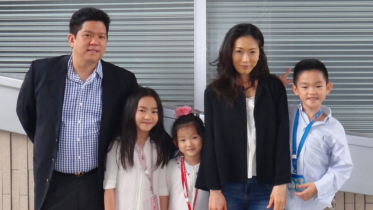 Daryl and Angelina Lee with their children Zoe, Yoko and Hugh