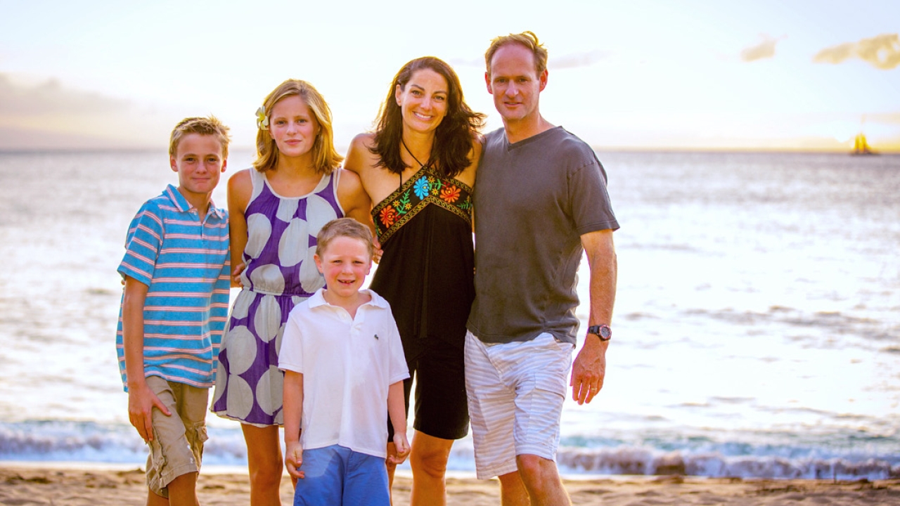 Erin Glanville and her husband, Jeff, enjoy a vacation in Maui with their three kids. Erin Glanville and her husband, Jeff, enjoy a vacation in Maui with their three kids.