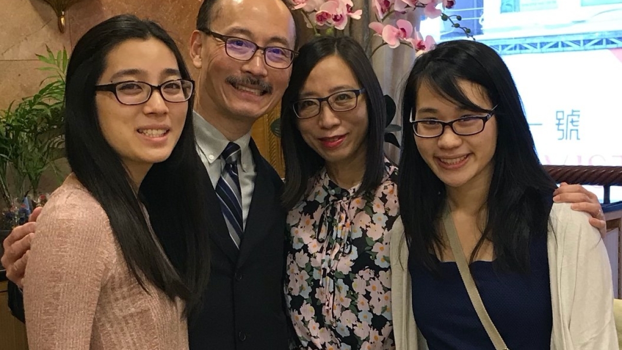Darrick Lam ’87, chair of Family Fellows, with (from left) daughter Carrissa ’20, wife Jackie and daughter Cheryn. Darrick Lam ’87, chair of Family Fellows, with (from left) daughter Carrissa ’20, wife Jackie and daughter Cheryn.
