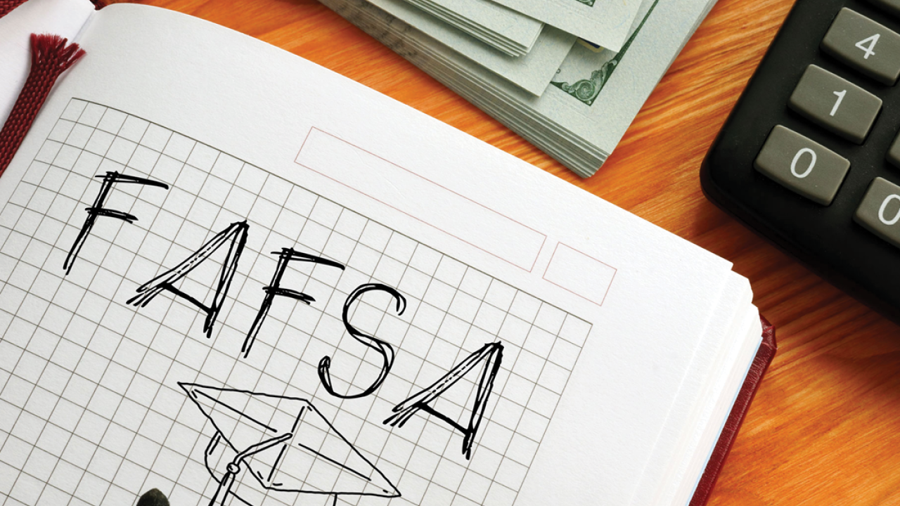 FAFSA written on a notebook