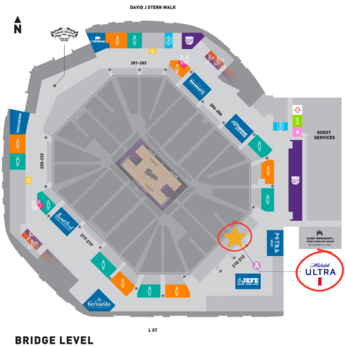 Map of Golden 1 Center with Michelob Ultra Lounge Starred
