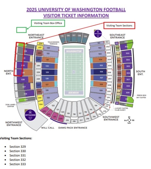 University of Washington Husky Stadium Seating Map
