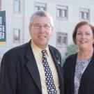 Deborah Neff stands with College of Biological Sciences Dean Mark Winey