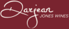 Darjean Jones Wines logo in white cursive and sans-serif on maroon background