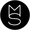 Black circular logo with white stylized M forming a crown and S monogram